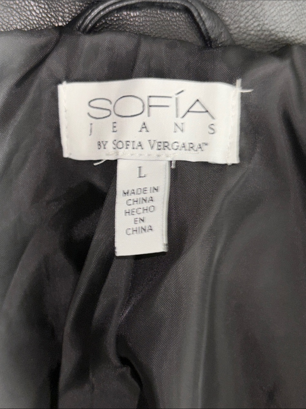 sofia by sofia vergara Black Fringe Faux Leather Moto Biker Jacket Size Large - Picture 9 of 10